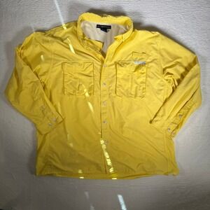 EXOFFICIO Mens Yellow Long Sleeve Button Up Shirt XXL UPF Sun Protection Outdoor